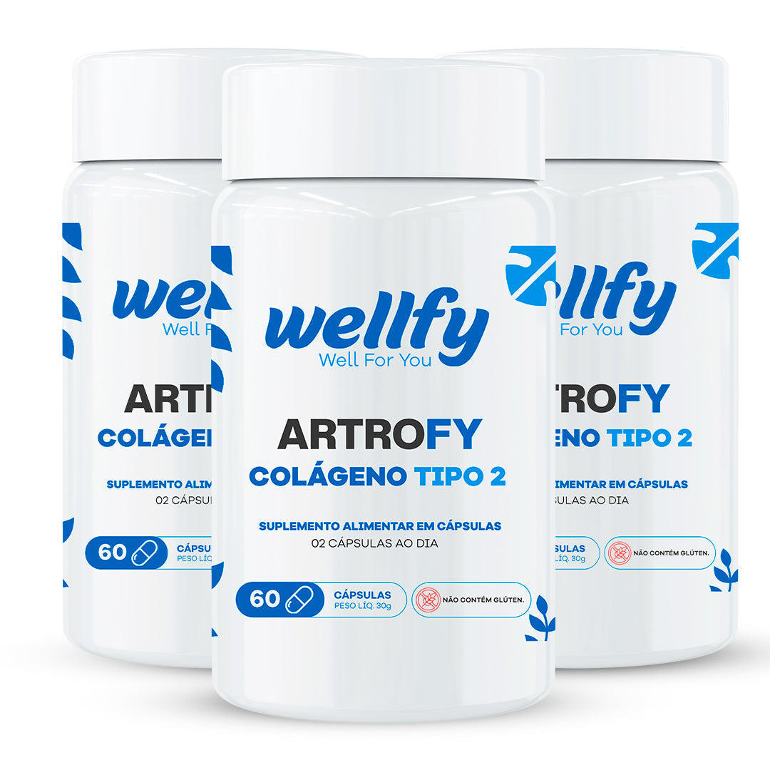 Kit Artrofy Colágeno Tipo 2 Wellfy com 3 potes suplemento alimentar
