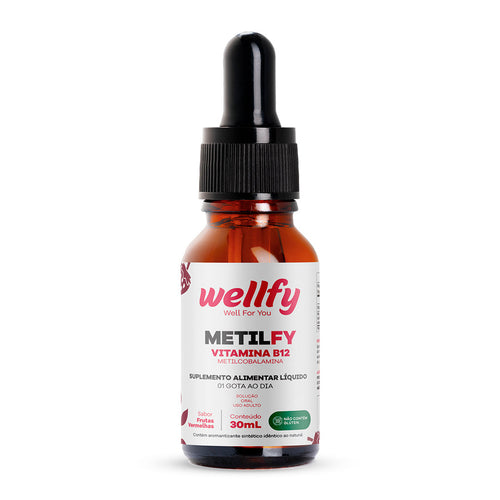 Metilfy Vitamina B12 Metilcobalamina Wellfy 1 frasco suplemento alimentar líquido
