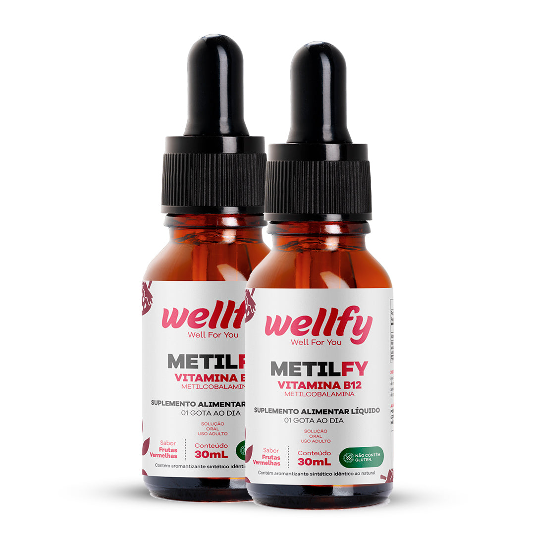 Kit Metilfy Vitamina B12 Metilcobalamina Wellfy com 2 frascos