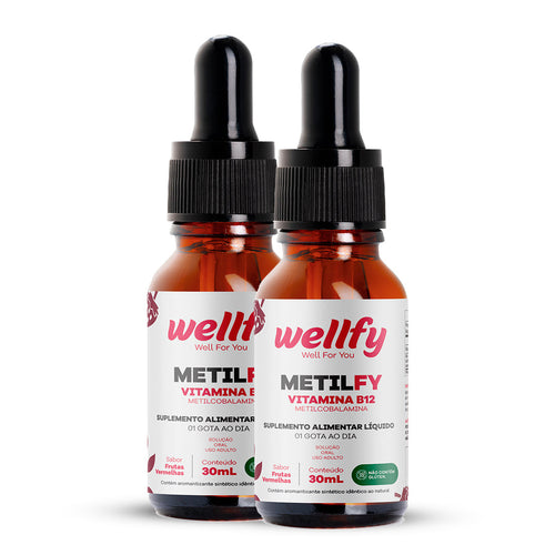 Kit Metilfy Vitamina B12 Metilcobalamina Wellfy com 2 frascos